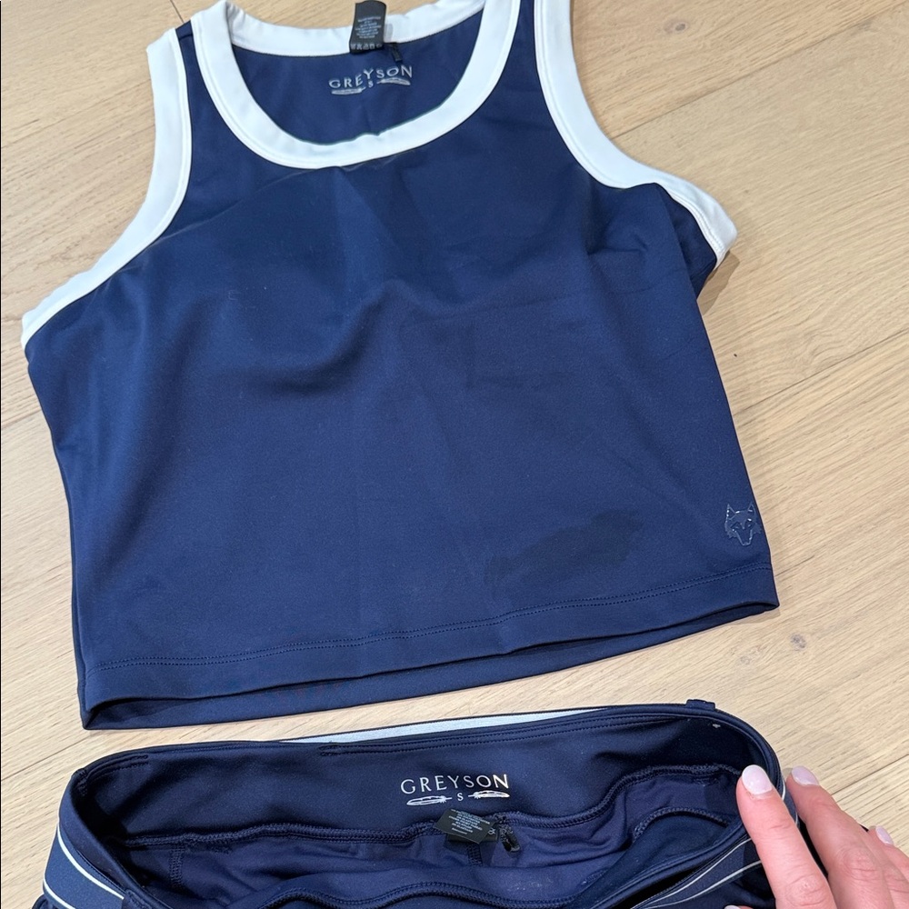 Greyson Navy & White Girls' Tank Top and Skirt Set - Picture 2 of 5